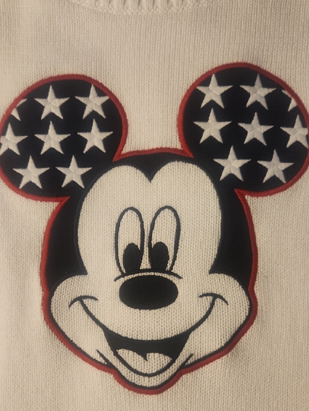 Disney White Crewneck Sweater with Patriotic Mickey Appliqué - Picture 2 of 7